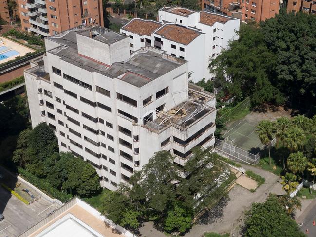 Aerial picture showing the concrete Monaco building which was once home to Colombian drug lord Pablo Escobar in Medellin, Colombia. Picture: AFP