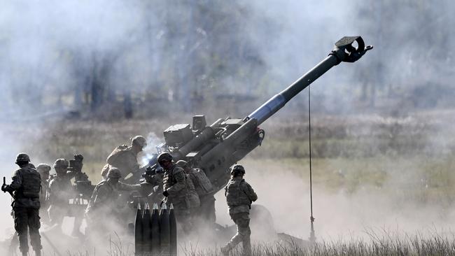 The Australian fires the M777A2 Lightweight Towed 155mm Howitzer. Picture: NCA NewsWire / Jeremy Piper