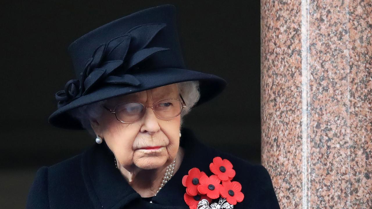 Queen Elizabeth attends the Remembrance Sunday ceremony at the Cenotaph on Whitehall. Picture: Aaron Chown/AFP