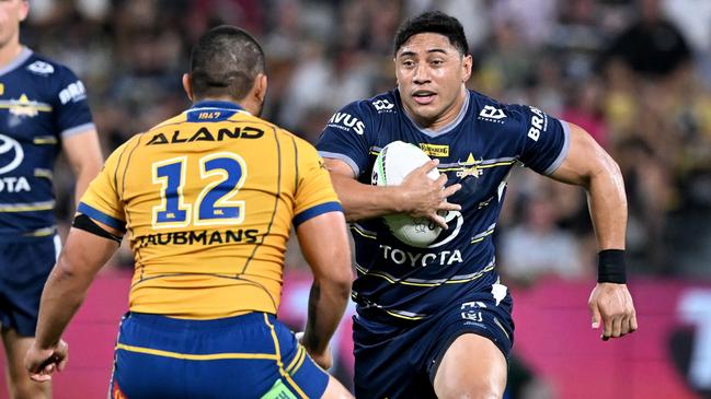 Jason Taumalolo was hit with a grade two dangerous contact charge against the Eels. Picture: Bradley Kanaris/Getty Images