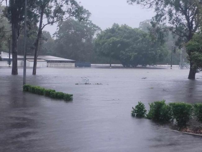 Flooding at Capalaba Greyhound Racing Club on Sunday morning.