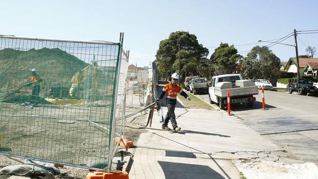 WestConnex work continues in Walker Ave, Haberfield. Picture: John Appleyard