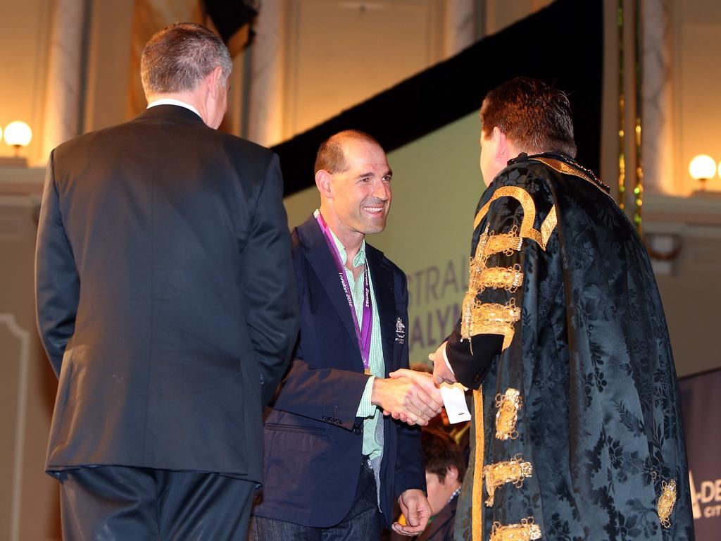 Kieran Modra meets Adelaide Lord Mayor Stephen Yarwood and Premier Jay Weatherill.