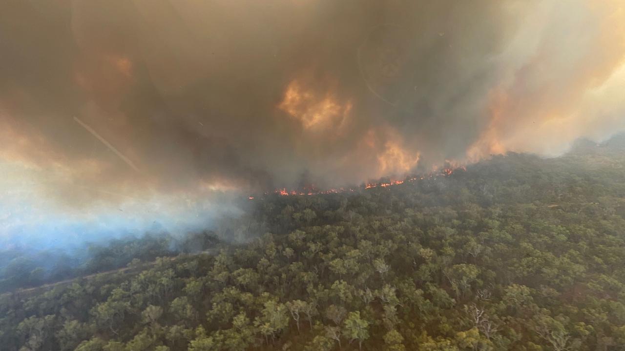 QFES air crews captured this photos of a bushfire burning at Deepwater on Sunday where several properties were evacuated and some roads closed.