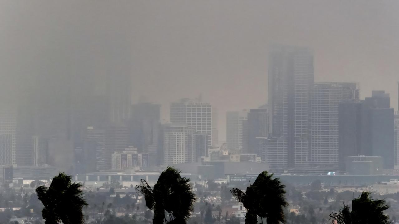 Ms Maguire described the atmosphere around LA as ‘eerie and ‘terrifying’. Picture: AP Photo/Richard Vogel.