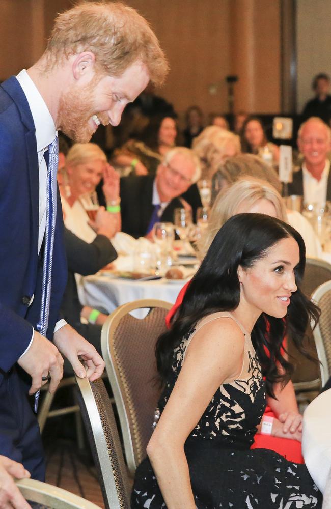 Harry and Meghan made it to the event despite an airport delay. Picture: Dylan Robinson