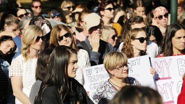 In 2018 Queensland decriminalised abortion. (Protest about women's health and access to abortion services on parliament Lawn.) Picture: MATHEW FARRELL