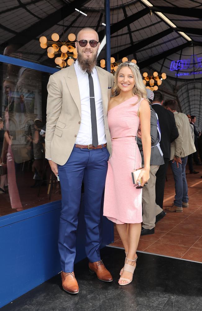 Max Gawn and Jessica Todd at the Lavazza Marquee. Picture: Getty