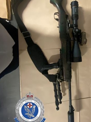 Firearms seized by NSW police after a search warrant was conducted at a home on Blenheim Pl, Glenfield. Picture: NSW Police