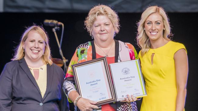 Hills Shire’s Citizen of the Year Zoe Graham with mayor Michelle Byrne and Australia Day ambassador Leanne Jones from Sky News Business.