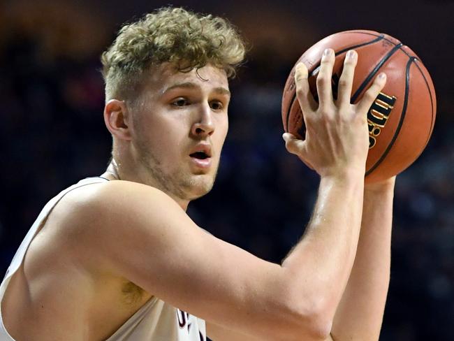 Geelong’s Jock Landale looms as one of the only Aussie NBA draft chances. Picture: Getty Images/AFP