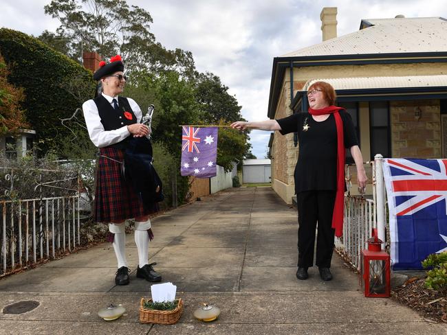 Piper Carolyn Macdonald with neighbour Gillian Perriam in Royston park, Adelaide. Picture: AAP