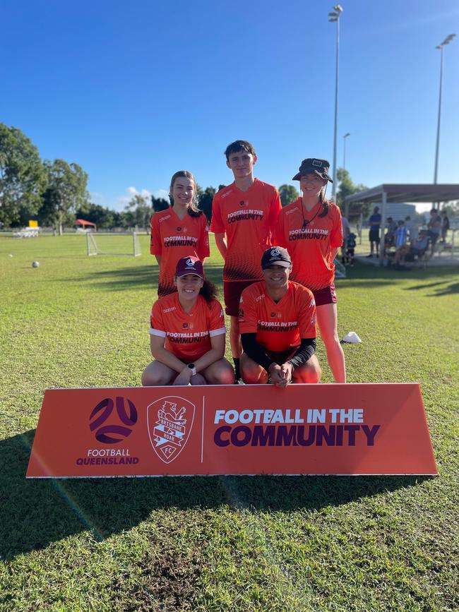 Young Townsville players participating in the first edition of the Football Queensland and Brisbane Roar FC Holiday Clinics.