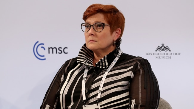 Foreign Minister Marise Payne, who is currently in Germany in meetings with her counterparts, warned the sanctions the government will apply are "swift and severe". Picture: Alexandra Beier/Getty Images
