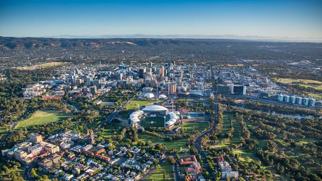 The city of Adelaide from the air. Picture: Airborne Photography