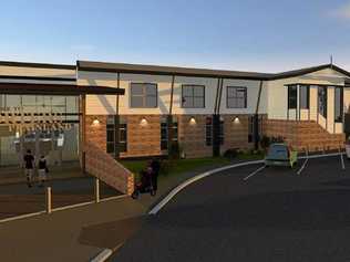 PLANS: Shot from Porters Rd (at rear of the hotel) showing the new entrance and new two storey 16 room motel (on right hand side) of Porters Plainland Hotel's new development. Picture: Contributed