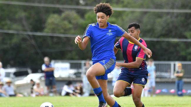 First XI soccer between Brisbane State High School v Churchie. Saturday April 22, 2023. Picture, John Gass