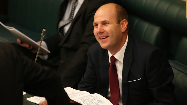 Waite Liberal MP Sam Duluk sits in parliament for the first time on February 10, 2015. Picture: Calum Robertson