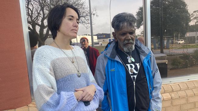 Siege accused Solange Ellen Goodes with a supporter. Picture: Brinley Duggan