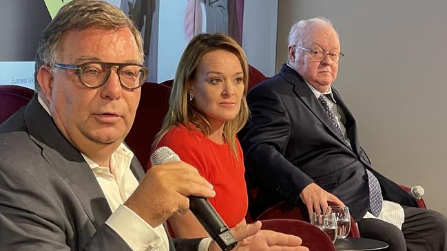 Michael Photios, Fiona Scott and Graham Richardson at the Business Western Sydney lunch and debate at Parramatta Square.