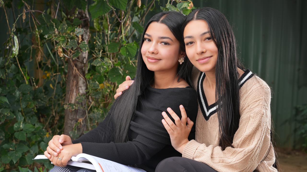 Rithisa Dahal (left), 17, with her sister Bhumika, 18. Picture: Dean Martin