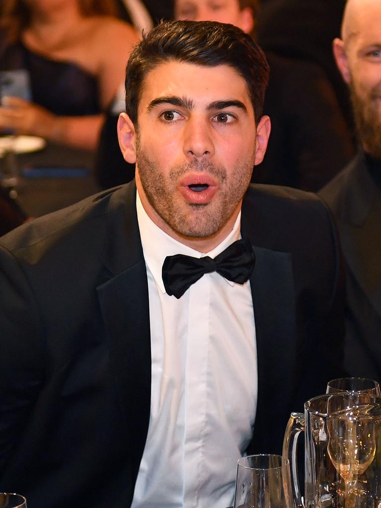 Christian Petracca reacts on the night. (Photo by Morgan Hancock/AFL Photos via Getty Images)