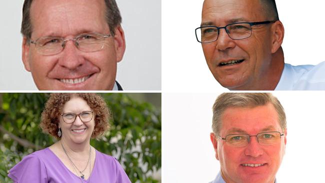 DIVISION 4: Clockwise from top left: Jim Madden; Russell Milligan (Incumbent); David Cullen; Sue Dunne.