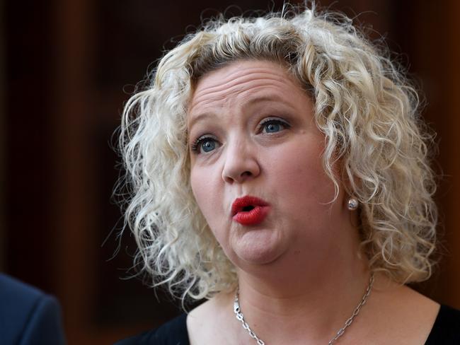 Minister for Health Jill Hennessy at a press conference today in Melbourne. Picture: AAP Image/Joe Castro