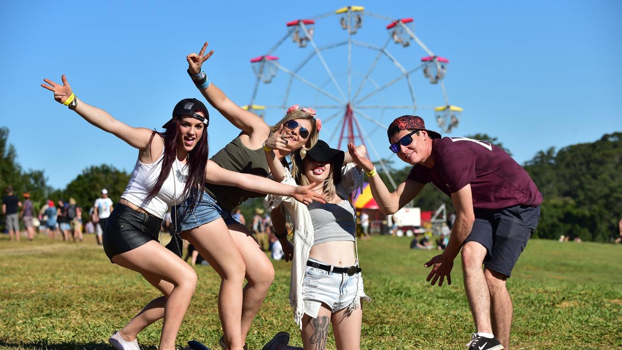 Monique Binns, Tullia Wild, Emily Bussey and Kallen Tjaden at the Big Pineapple Music Festival in 2016.
