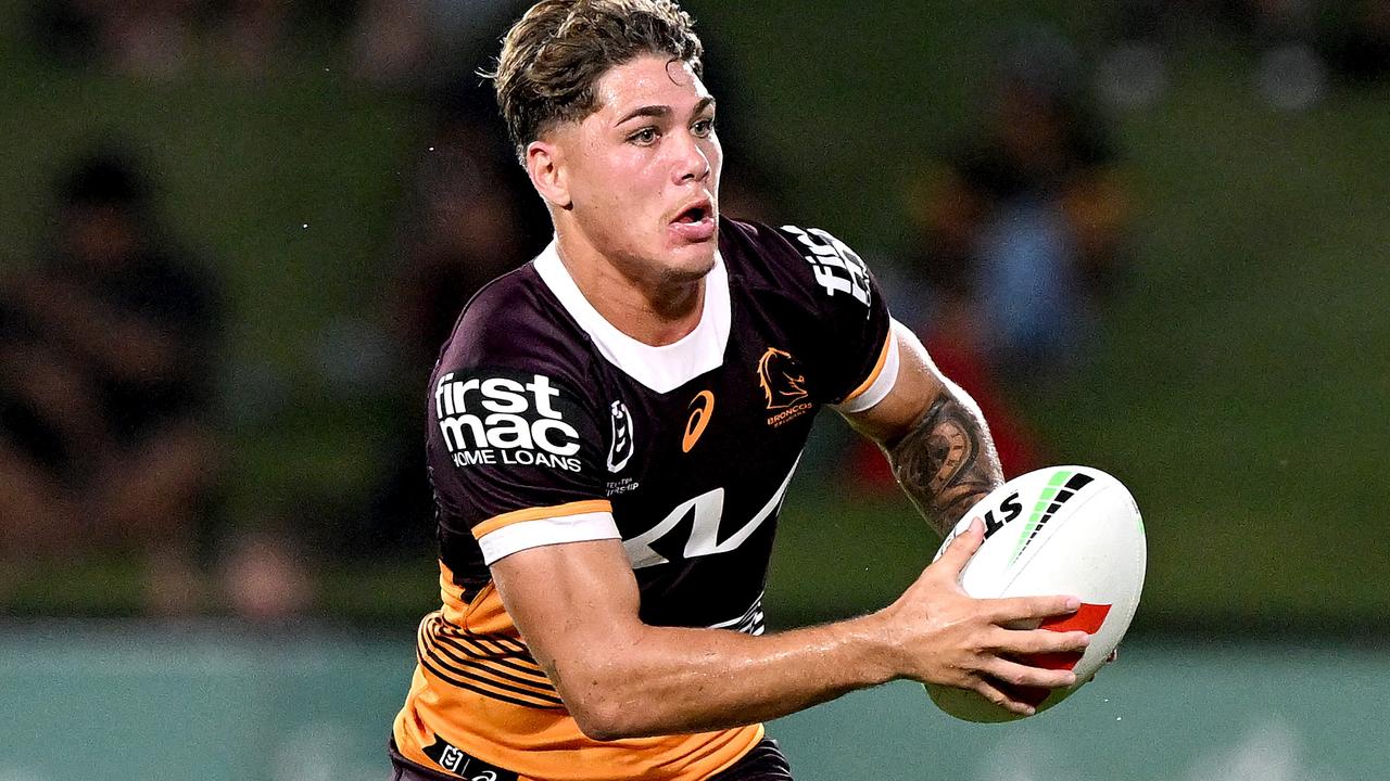 SUNSHINE COAST, AUSTRALIA – FEBRUARY 12: Reece Walsh of the Broncos in action during the NRL Trial Match between the Brisbane Broncos and Gold Coast Titans at Sunshine Coast Stadium on February 12, 2023 in Sunshine Coast, Australia. (Photo by Bradley Kanaris/Getty Images)