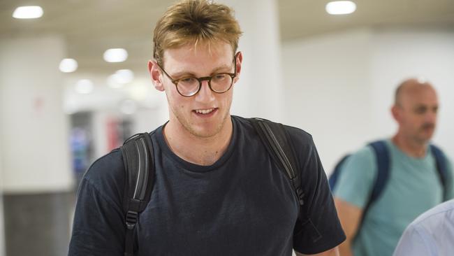 Mack Horton Arrives in Melbourne. Picture: Rob Leeson.