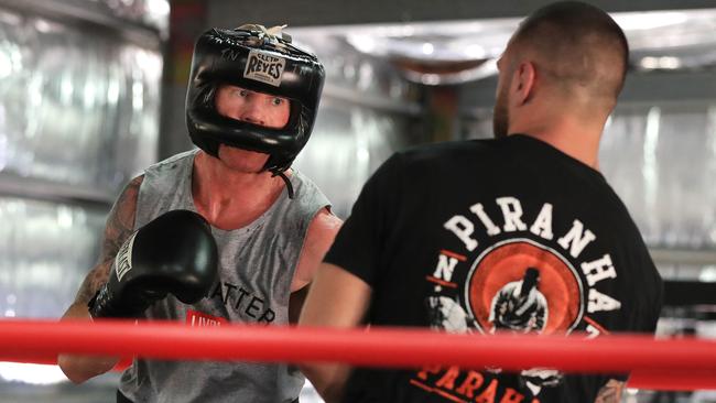 Barry Hall takes to the boxing ring for the first time.