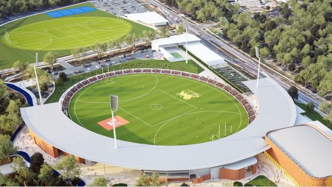 Artist impression of boutique Brisbane Lions stadium at Springfield Central.