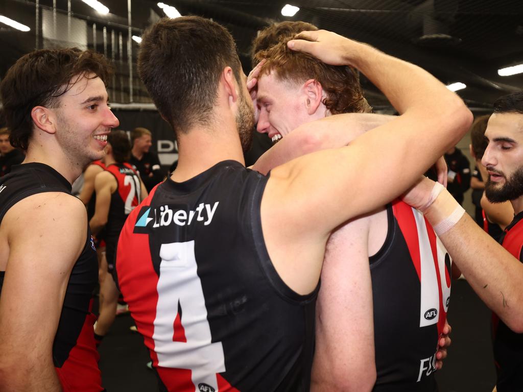 The young Bomber has suffered a suspected ACL. Picture: James Wiltshire/AFL Photos
