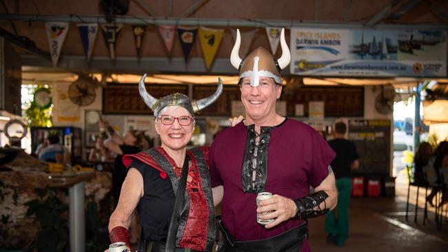 Sally Bevis and Pete Dunn at the 2023 Dinah Beach Yacht Club Viking Funeral. Picture: Pema Tamang Pakhrin