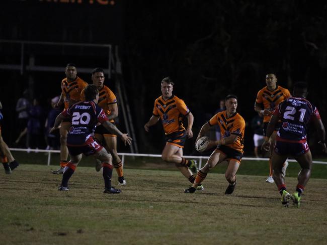 Israel Folau makes his Rugby League Gold Coast debut for Southport Tigers against defending champions Runaway Bay at Owen Park, Southport. Pic Mike Batterham