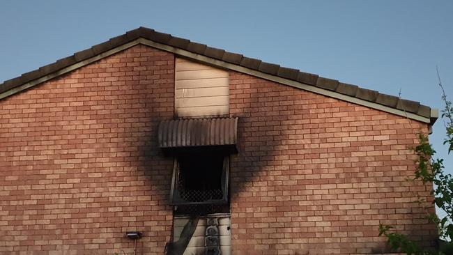 Smoke damage on the walls of the unit.