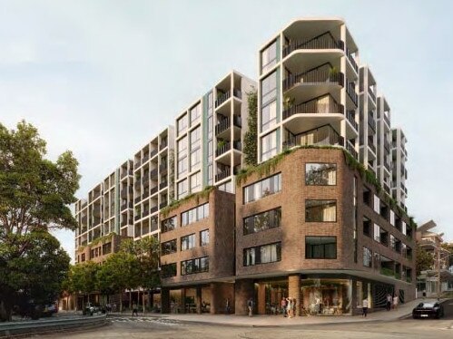 A development application has been submitted to Bayside Council for retention of existing heritage facade of building at 83-85 Railway Street, Rockdale and demolition of all other structures, construction of a 9-storey mixed-use development comprising of ground floor commercial, 140 residential units, basement parking., costing $64m. Picture: Supplied