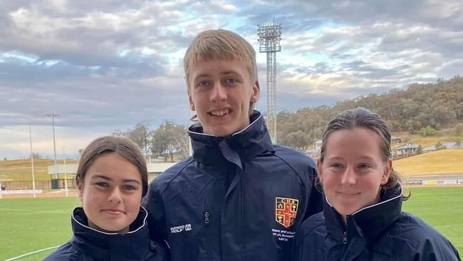 Cardiff Hawks footballers Tameka Chambers, Max King and Jassmin Daymond were all selected to represent the NSW under 15 team at the national carnival this year. Photo: Cardiff Hawks.