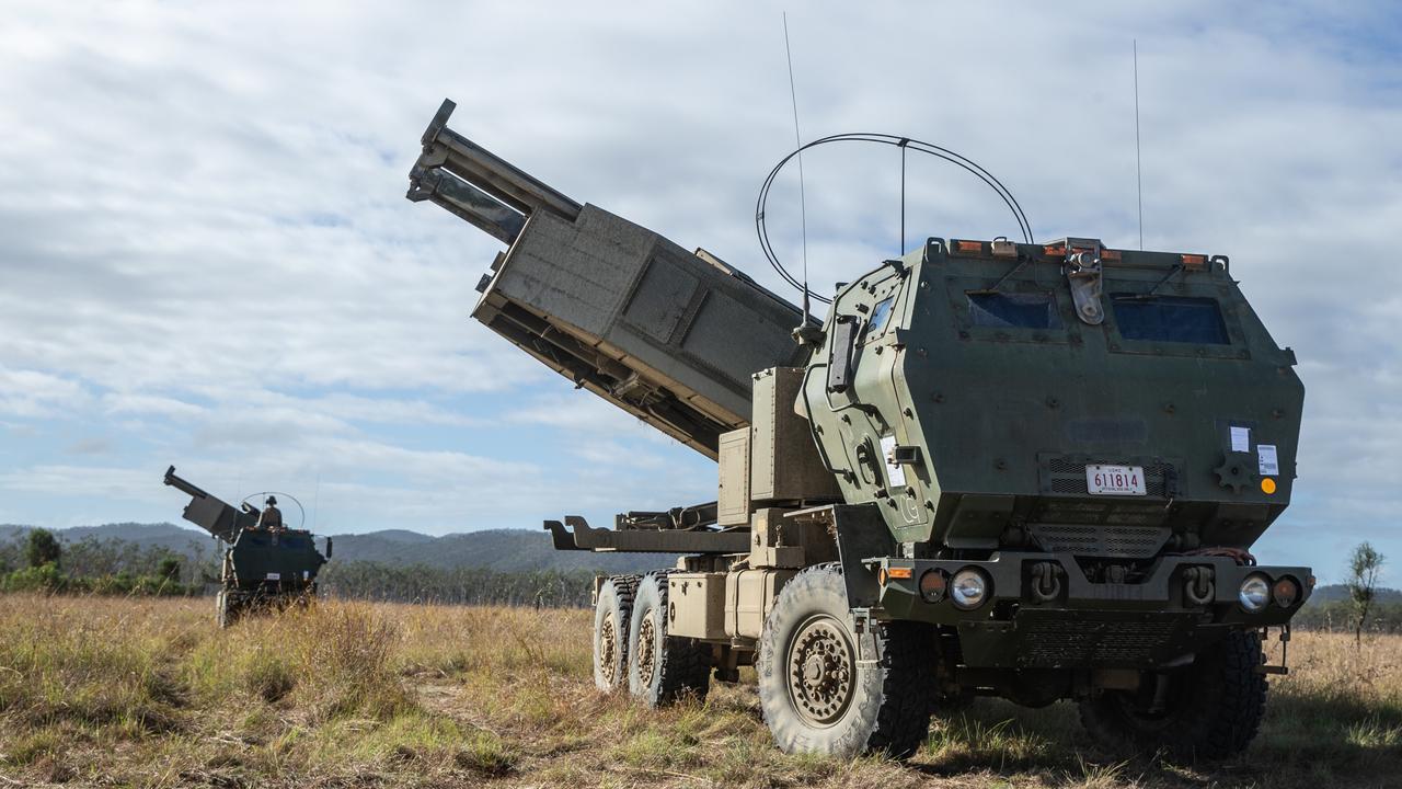 U.S. Marine Corps High Mobility Artillery Rocket Systems with 3d Battalion, 12th Marines, 3d Marine Division simulate live-fire missions during Exercise Talisman Sabre 2021 at Shoalwater Bay Training Area, Queensland, Australia, July 15, 2021. TS21 supports the U.S. National Defense Strategy by enhancing our ability to protect the homeland and provide combat-credible forces to address the full range of potential security concerns in the Indo-Pacific. (U.S. Marine Corps photo by Lance Cpl. Ujian Gosun)