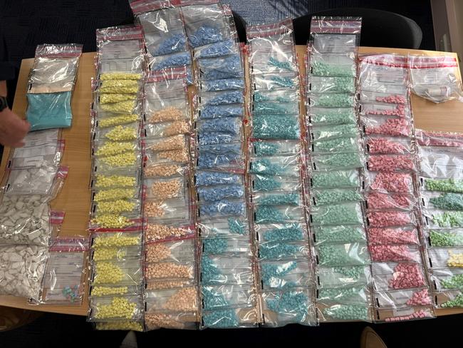 An image of some of the thousands of pills allegedly seized by police in a “significant” pre-Christmas seizure last year. Picture: Tasmania Police