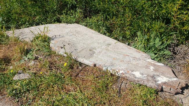 The broken rudder from the stranded yacht at North Haven. Picture: Colin James