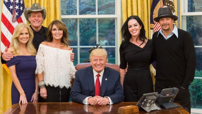 Sarah Palin, Donald Trump, Kidrock and Ted Nugent. Picture: Shealah Craighead/White House