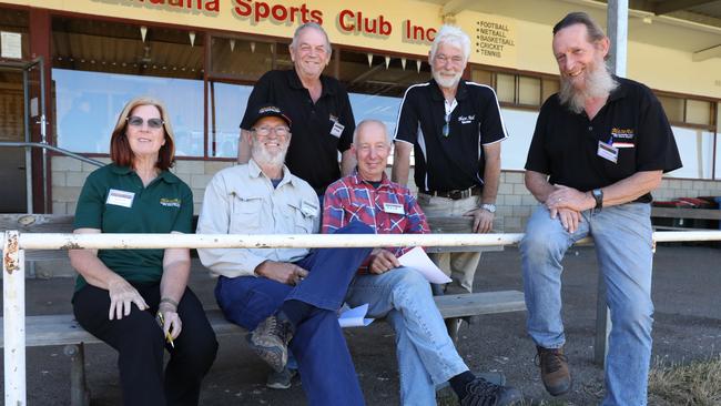 Blazeaid coordinators Ann Stevens (left), with husband Greg Stevens (far right) with (from left) Daryl Heath of Adelaide, Steve Hewitt of Gawler and Jack Weerts, and John Anderson from Bunyip in East Gippsland, Victoria. Picture: Dean Martin/AAP