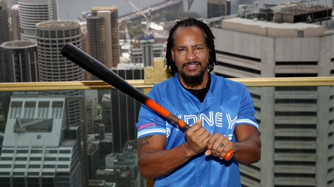 SYDNEY, AUSTRALIA - DECEMBER 02: Manny Ramirez of the Sydney Blue Sox poses on the Sydney Tower Eye SKYWALK  on December 02, 2020 in Sydney, Australia. (Photo by Don Arnold/WireImage)