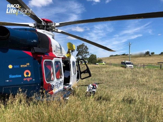 A teenage girl was treated for several injuries, before being flown to Queensland Children's Hospital in a serious condition.