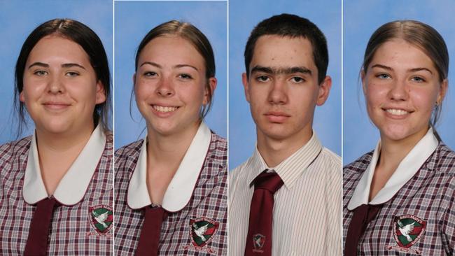 Saint Mary’s Catholic College Polding captains Teagan O’Sullivan and Kimberley Speight, Quinn captains Liam Burt and Ebony Wessling