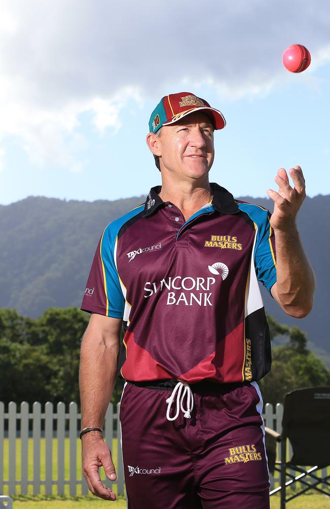 Andy Bichel at the Bulls Masters and Mayor's XI game which included Qld greats Jimmy Maher, Andrew Symonds, Michael Kasprowicz. PICTURE: JUSTIN BRIERTY