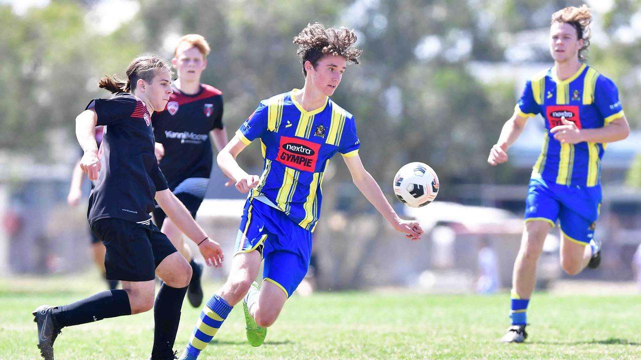 SOCCER: U 17 boys, Caloundra V Gympie. Picture: Patrick Woods.