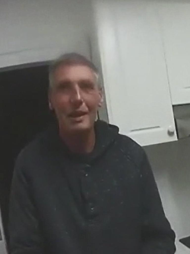 Mapp speaking to police in his mother's home after he killed her with a pot plant. Picture: NSW Police